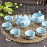 Ceramics, Stroke Golden, Double Ears Kong Fu Pottery and Porcelain Tea Set