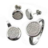 Jewellery Set, 925 Sterling Silver Micropave Jewelry Ring Earrings Pendant Jewelry Set