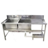 Stainless Steel Restaurant Sink with 2 Double Bowl Basins for Kitchen Lab Hospital School
