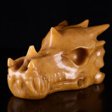 Natural Aventurine Stone Carved Dragon Skull Carving #7e35, Rare Gemstone