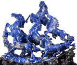 Lapis Lazuli Eight Horses Sculpture/Carving, Primitive Carvings, Rare Collection (Q94)