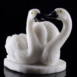 Natural White Stone Swan Carving Crystal Home Decoration #Ae34