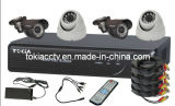 4-CH Net DVR Kits 2 PCS 480tvl Bullet Camera and 2PCS Dome with+5CH Power Distribution Wire+ DC12V/5A Power +IR Controller+Video/Power Cable (TK-4003K)