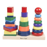 Wooden Toy-Melissa & Doug Classic Wooden Geometric Stacker (JY0850)