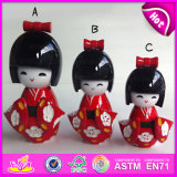 2015 Hot Promotional Kids Wooden Fashion Doll, Small Cute Wooden Puppet Doll, Customized Lovely Wooden Kimono Puppet Doll W06D069A