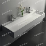 Snow White Matt Solid Surface Stone Wall Hung Bathroom Vanity Sinks (JZ1024)
