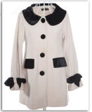 High Quality Ladies Winter Long White 60% Wool 40%Viscose Wool Coats