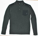 Men's Pullovers Long Sleeve Fashion Sweater with Button and Pocket