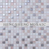 White/Silver Mixed Golden Line Glass Mosaic Tile Decoration (HK06)