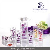 Decorated Glass Jug Set, Water Glassware Set (GB-)