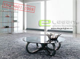 Modern Glass Table with Metal Support in Home