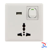 3pin 1USB Wall Socket with Switch