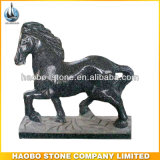 Hand Carved Polished Black Stone Horse Sculpture
