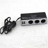 Hot Car Cigarette Lighter Charger Adapter with 2 USB Jack-Blac