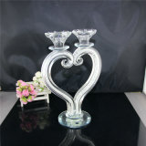 Heart-Shaped Crystal Candle Holder with 2 Arms on Sale