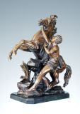 Bronze Sculpture--Man with Fighting Horse (EP-071)