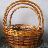 High Quality Handicraft Long Handle Willow Fruit Basket