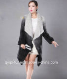 Winter Women's Genuine Rabbit Fur Coat Lady Natural Knit Rabbit Fur Outerwear Real Fur Garment (Free Shipping)