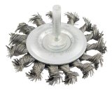 Shaft Wheel Brush with High Quality (Twisted Knot Wire, 75mm, 100mm diameter)