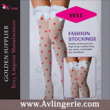 Women's Sexy Thigh High Stockings White Bowknots & Heart Dots (WZ01-026)
