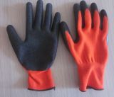 13G Red Polyester with Black Latex Glove, Crinkle Finished