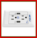 ETL Double American Power Socket Outlets with 2*USB Ports, Wall Plate Socket