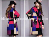 Top Fashion Ladies Contrast Color Stock Wool Coat (BP270)
