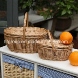 Handmade Woven Natural Handled Wicker Baskets