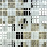 Square Glass Marbel Mosaic Tile with Stainless Steel (PTN2011)