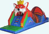 Customized Lion Theme Inflatable Slide with Inflatable Tunnel