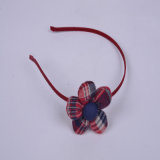 Red Plaid Cloth Button Flower Shapes, Fashion Head Hoop, Hair Accessory, Tiaras
