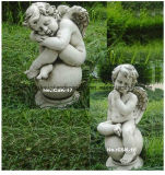 Natural Stone Carving White Marble Angel Character Sculpture (YKCSK-10)