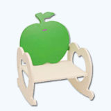 Lovely Wood Rocking Chair Toy for Kids, Wooden Kid Rocking Chair with Green Apple Design, Hot Sale Wooden Rocking Chair Wj278356