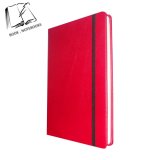 A5 Red PU Leather Customized Paper Notebooks with Black Elastic Band