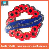 Factory Bulk Cheap Quality Souvenir Red Poppy Wreath Pin Badges for Sale