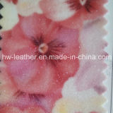 Floral Upholstery Glitter PU Leather for Home Decoration (HW-972)