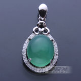 Fashion Oval Jade Pendant in Sterling Silver 925