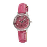 New Stainless Steel Watch (leather band pink dial) (1136)