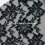 Blue Metallic Black Flower Nylon Fabric Lace