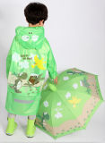 Cute Green Cartoon PVC Rain Coat for Boys