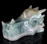 Natural Green Fluorite Carved Dragon Skull Carving #9o93, Crystal Healing
