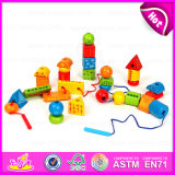 2015 Beautiful Kids String Beads Toy, Wooden Educational Toys String Blocks Toys for Children, Wooden String Beads Toy W11e043