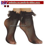 Socks Black Fishnet Stockings with Lace Ankle Sock (A1024)