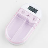 2 Compartments Clear Plastic Pill Box Timer