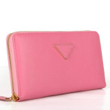 OEM Outer Zipper Design Lady Genuine Leather Wallet
