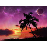 Hot Sale Bh1033 Seabeach Setting Sun Coconut Tree Wall Mural Paper for Living Room