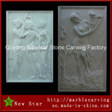 Stone Wall Relief with Statue, Wall Relief Sculpture, Natural Marble Relief Carving