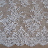 Dzl10130 White/Beige (ivory) Embroidery Alencon Lace in Stock Fabric