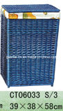 Blue Rectangular Wicker Laundry Basket (CT06033)