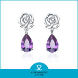 New Come Amethyst Silver Earring Jewellery for Free Sample (E-0081)